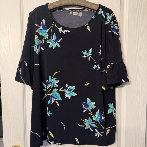 Dark Blue Flower Top - Picture 1 of 2